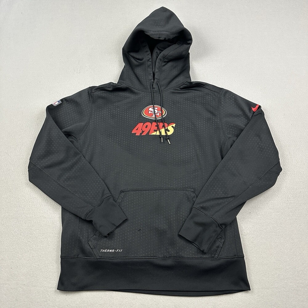 San Francisco 49ers Hoodie Men Large Black Therma-Fit Nike Pullover Sweatshirt L